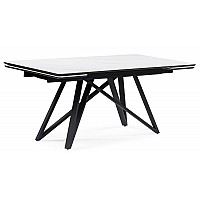 Керамический стол Вилсон 160(220)х89х75 белый мрамор snow white / черный