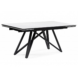 Керамический стол Вилсон 160(220)х89х75 белый мрамор snow white / черный