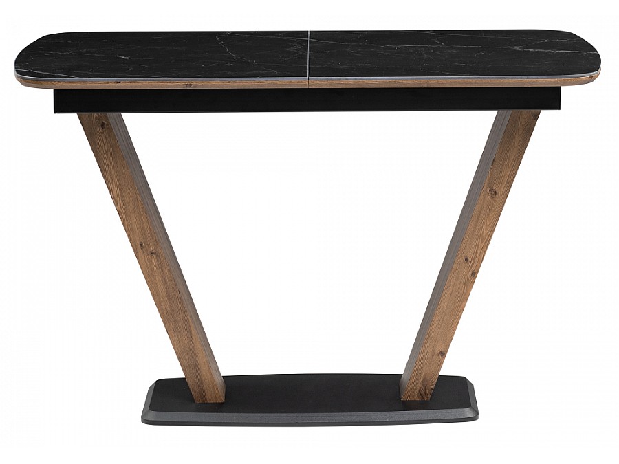 Керамический стол Петир 120(160)х80х75 черный мрамор / орех / черный