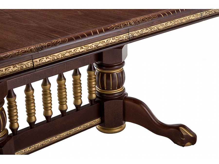 Стол деревянный Кантри 160(200-240)х107х78 орех с золотой патиной