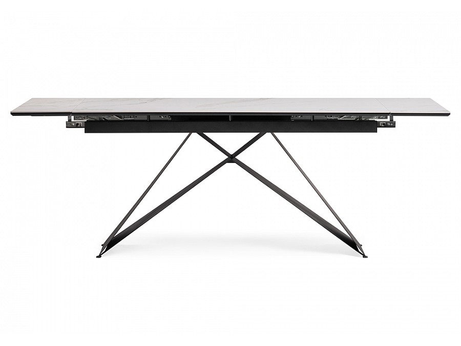 Керамический стол Ноттингем 160(220)х90х77 белый мрамор / черный