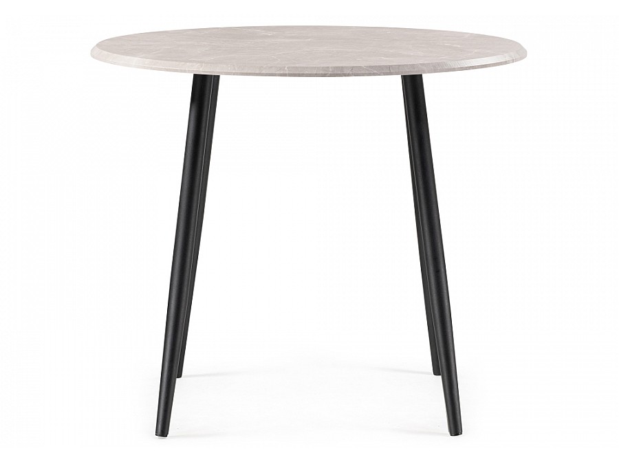 Стол деревянный Абилин 90 мрамор светло-серый / черный матовый