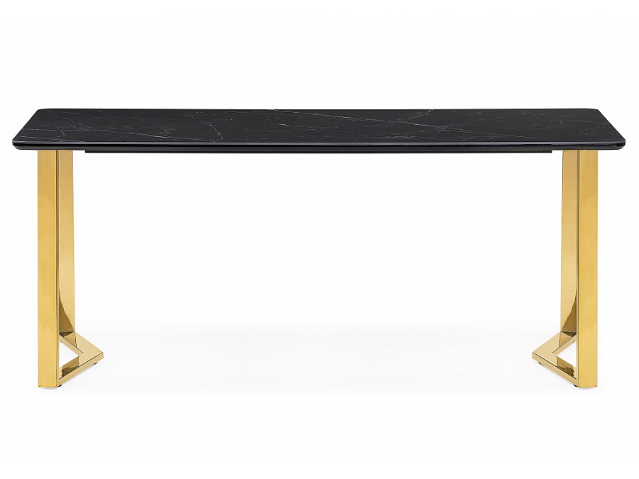 Керамический стол Селена 1 180х90 черный мрамор / золото