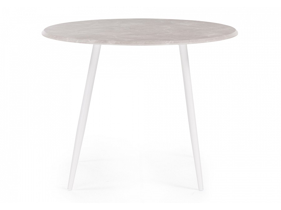 Стол деревянный Абилин 100 мрамор светло-серый / белый матовый