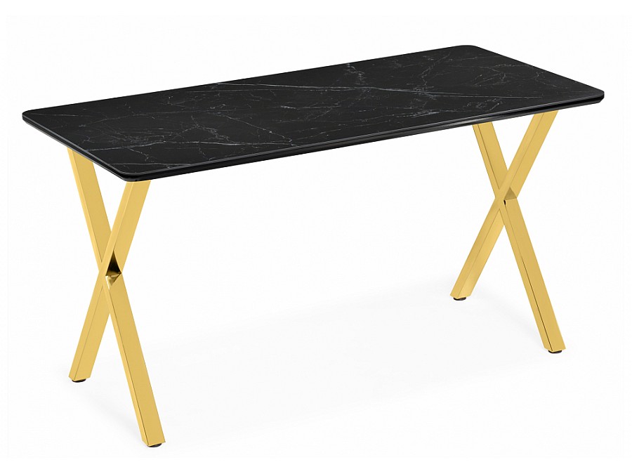 Керамический стол Селена 3 180х90 черный мрамор / золото