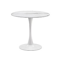 Стол деревянный Тулип 80х73 мрамор белый / белый