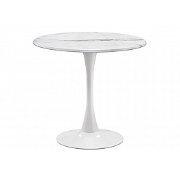 Стол деревянный Тулип 80х73 мрамор белый / белый