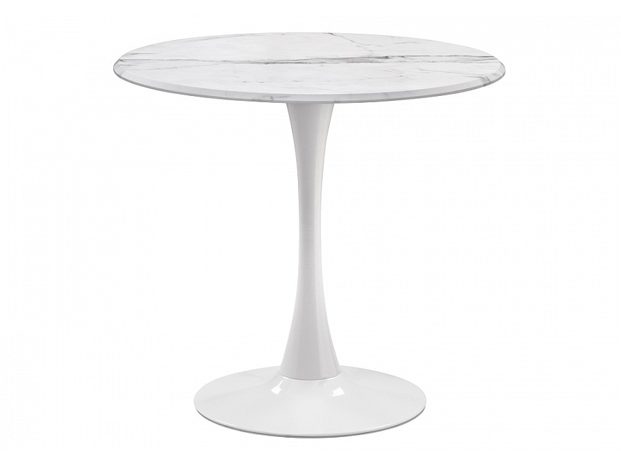 Стол деревянный Тулип 80х73 мрамор белый / белый