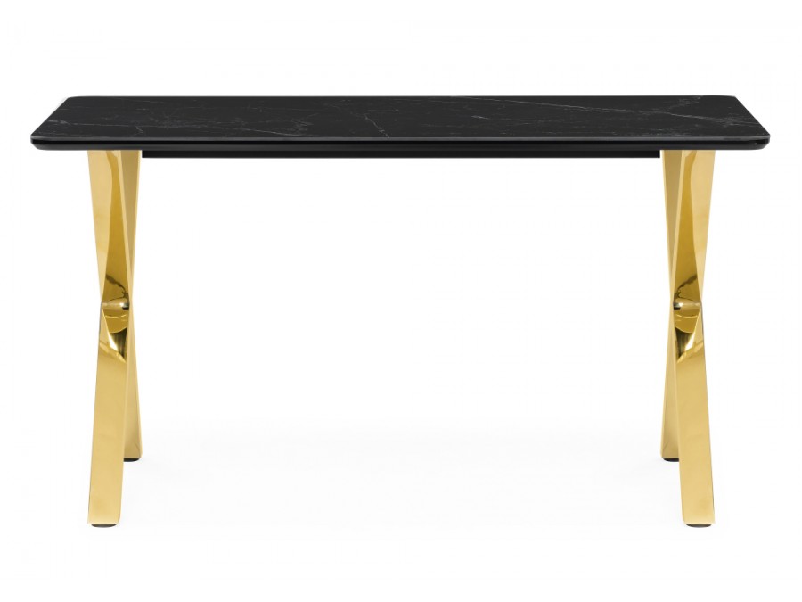 Керамический стол Селена 3 140х80 черный мрамор / золото