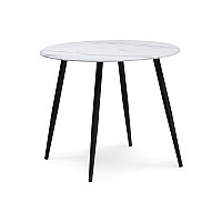 Стол деревянный Абилин 90 мрамор белый / черный матовый