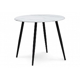 Стол деревянный Абилин 90 мрамор белый / черный матовый