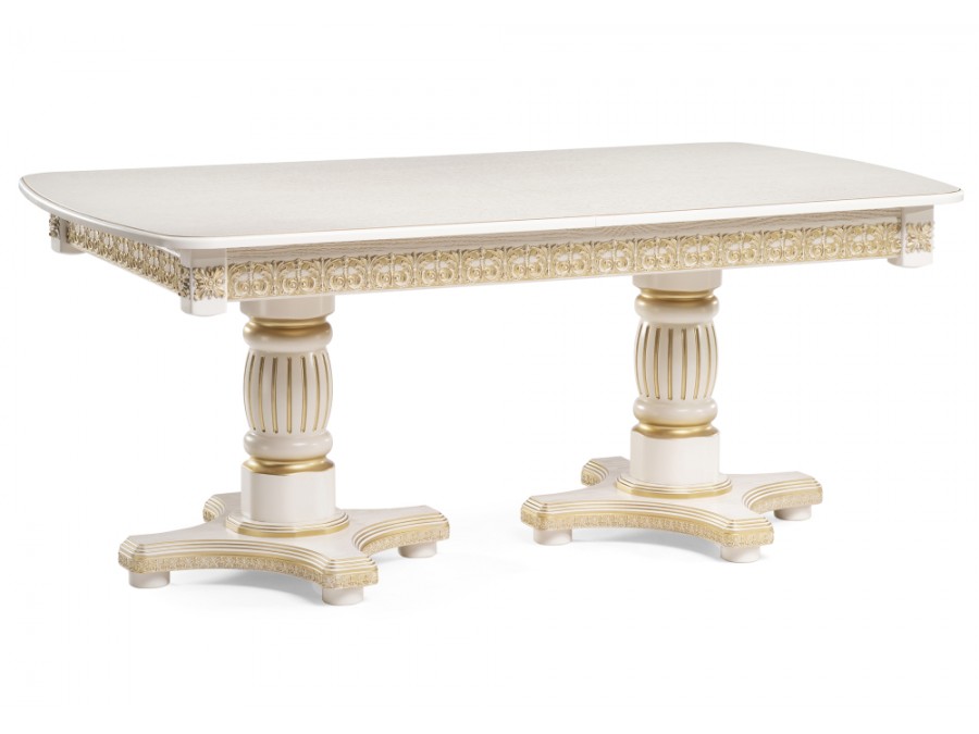 Стол деревянный Морнит 180(240)х100х76 слоновая кость / золото