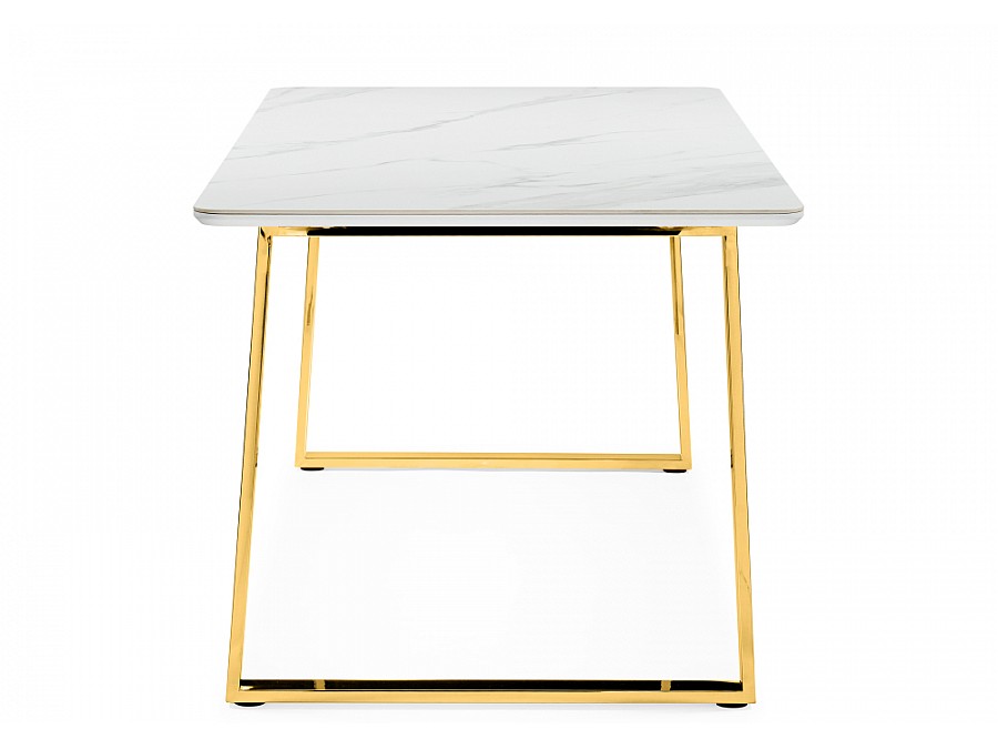 Керамический стол Селена 2 180х90х77 белый мрамор / золото