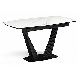 Керамический стол Вейл 140(180)х80 белый мрамор snow white / черный