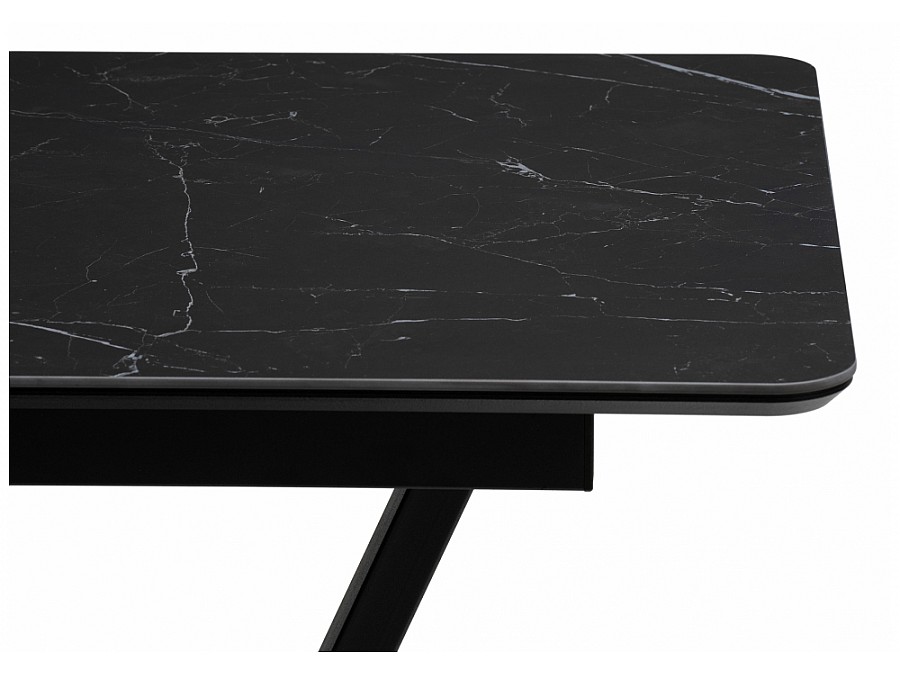 Керамический стол Бугун 120(160)х80х77 черный мрамор / черный