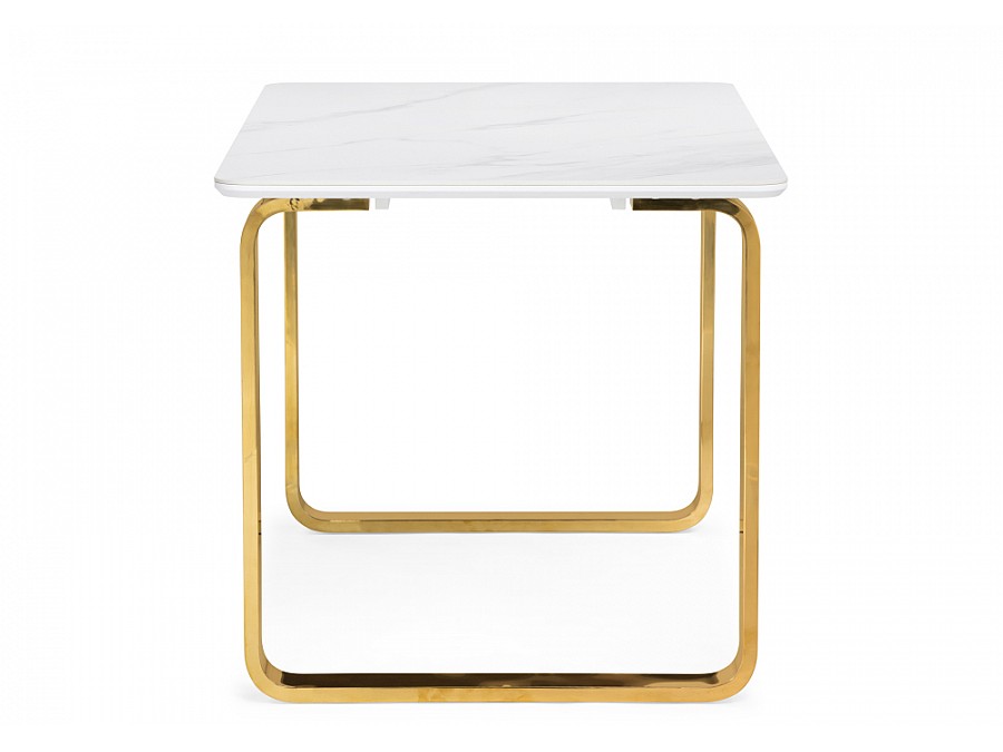 Керамический стол Селена 4 140х80х77 белый мрамор / золото