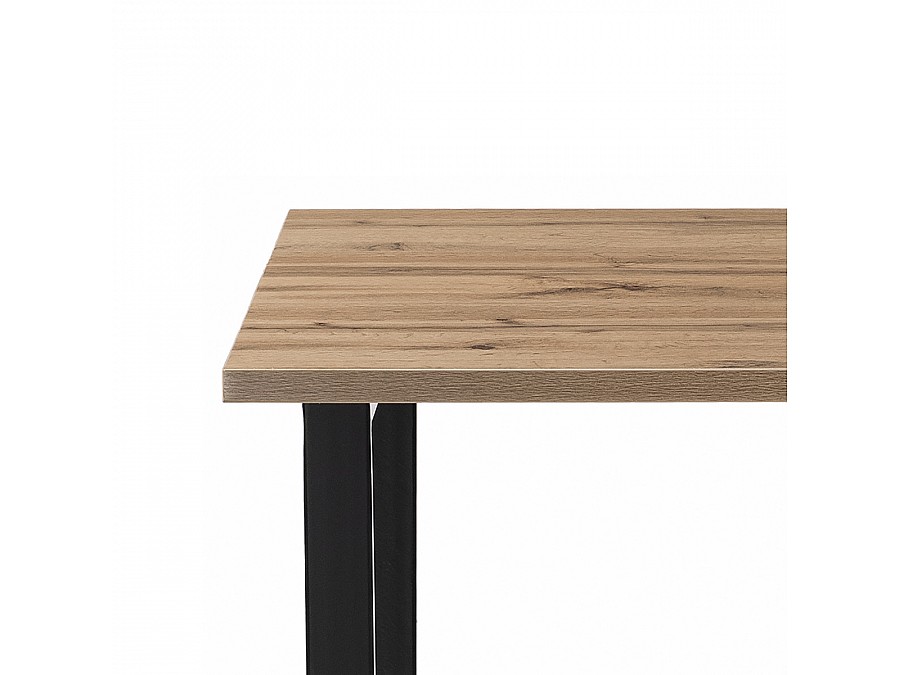 Стол деревянный Лота Лофт 140х80х75 25 мм дуб вотан / матовый черный