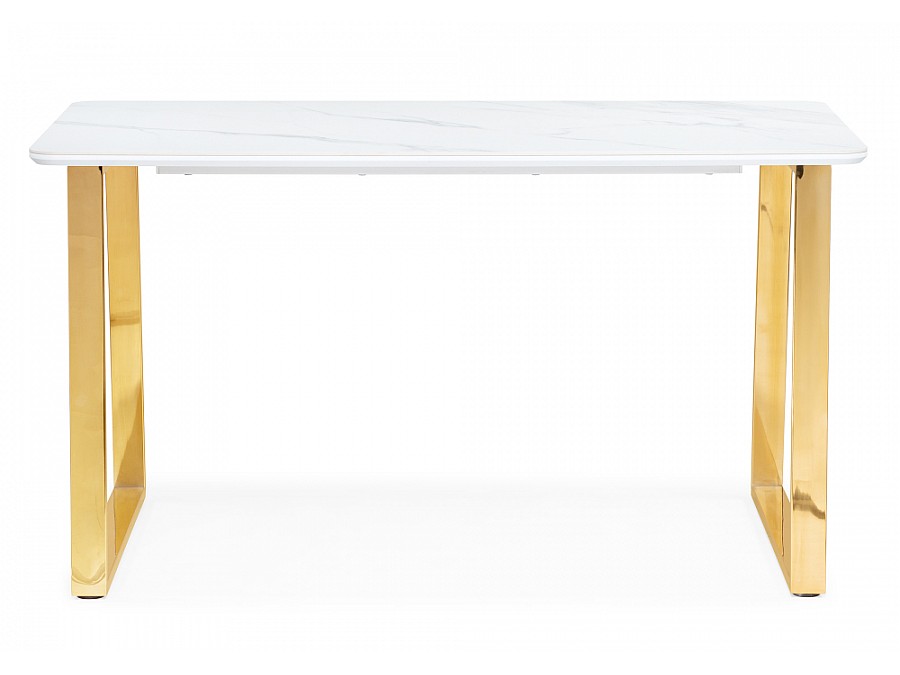 Керамический стол Селена 2 140х80х77 белый мрамор / золото