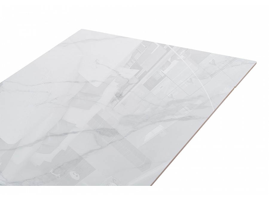 Керамический стол Невис 140(200)х80х76 creto statuario cara polished / черный