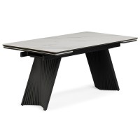 Керамический стол Вейв 160(220)х89 белый мрамор snow white / черный