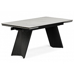 Керамический стол Вейв 160(220)х89 белый мрамор snow white / черный