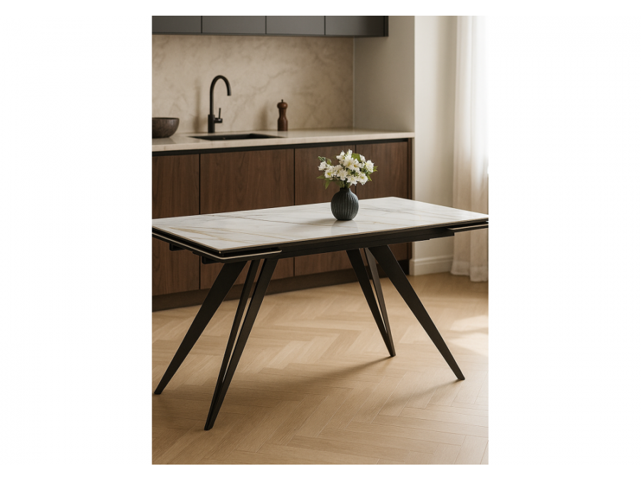 Дарвин 160(220)х89 белый с прожилками gilt white / черный