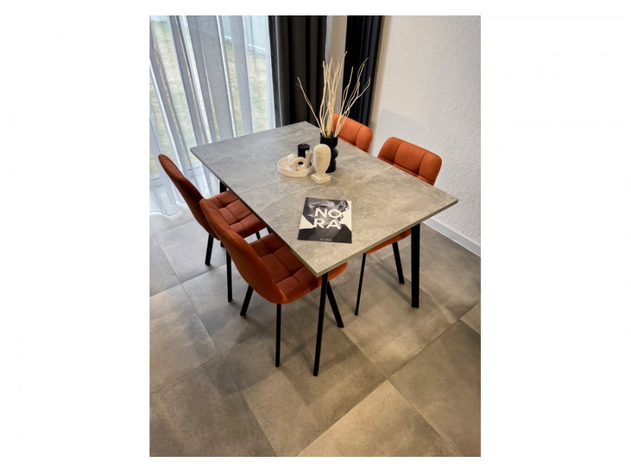 Кортни 117 (157) x 77 бетон светлый / черный матовый