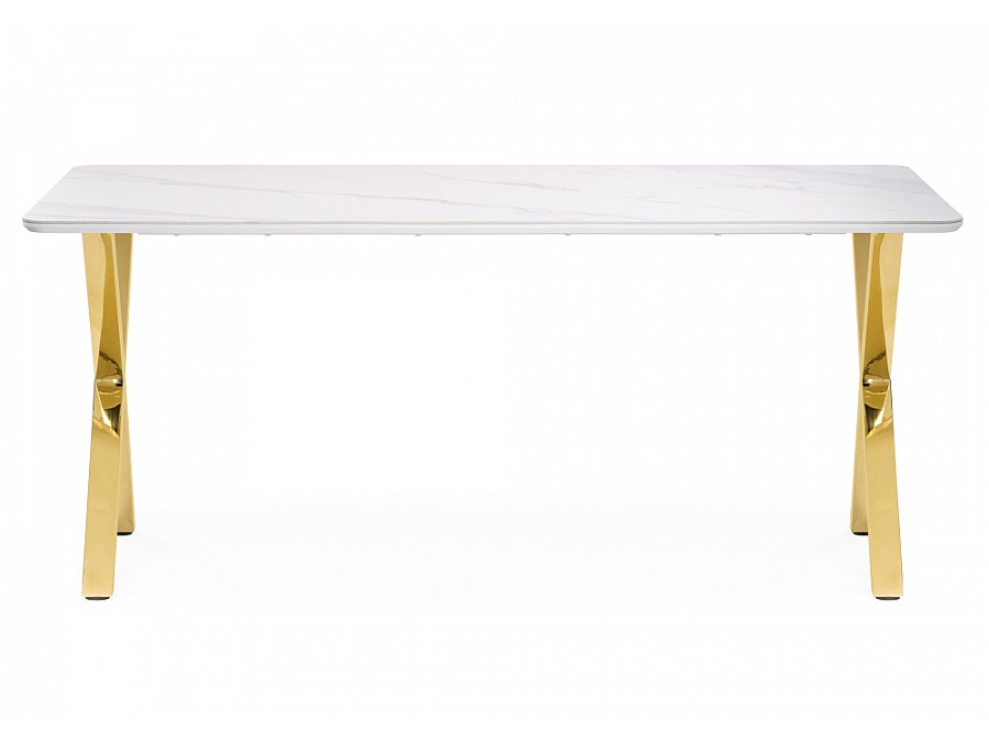 Керамический стол Селена 3 180х90х77 белый мрамор / золото