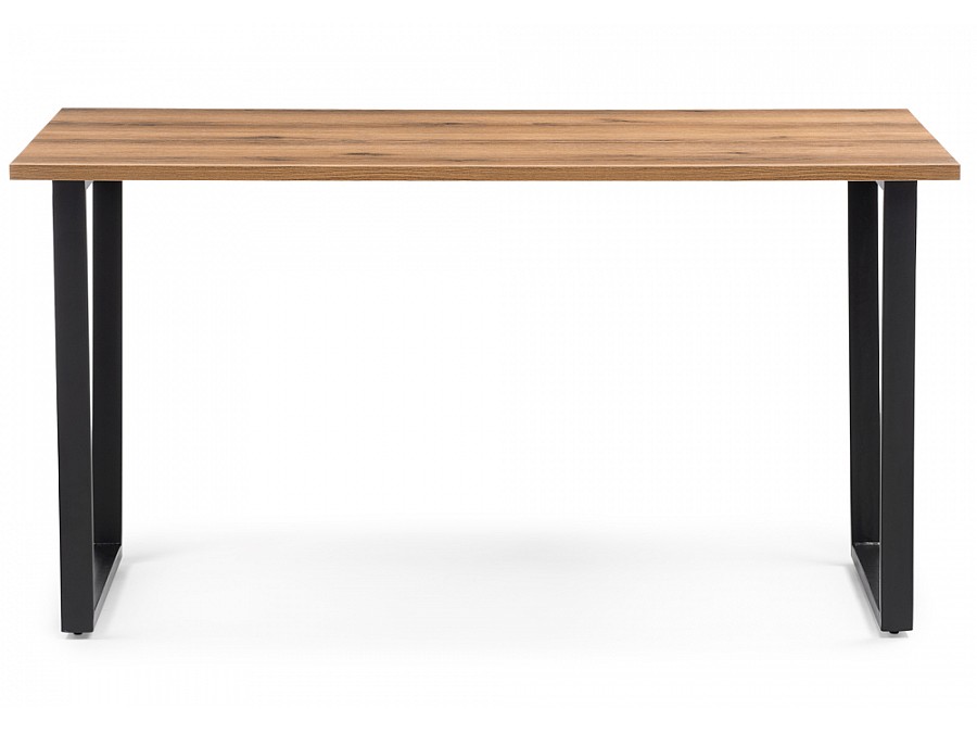 Стол деревянный Лота Лофт 140х80х75 25 мм дуб делано темный / матовый черный