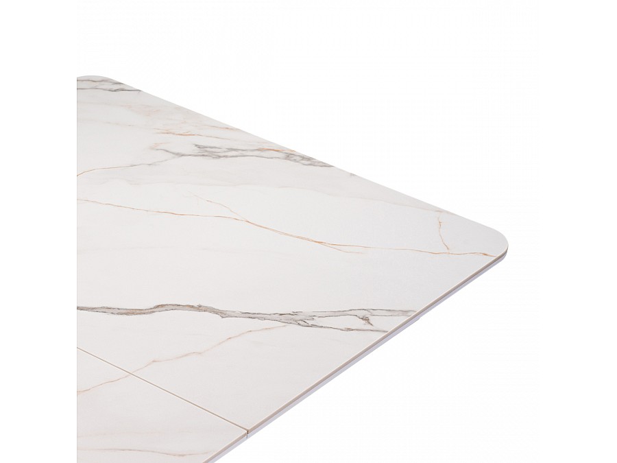 Керамический стол Бугун 120(160)х80х77 белый мрамор с прожилками / белый