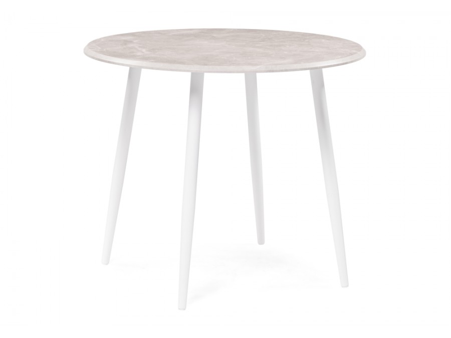 Стол деревянный Абилин 90 мрамор светло-серый / белый матовый