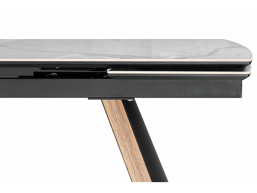 Симмонс 180(260)x90 statuario titan gloss / черный / орех дуб монтана