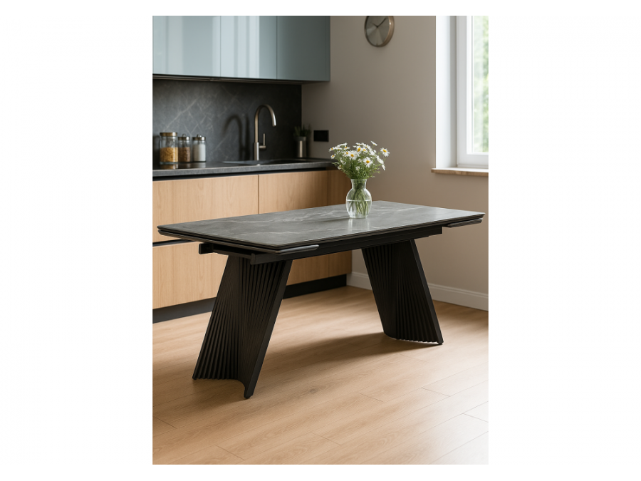 Вейв 140(200)х80 серый мрамор larka grey / черный