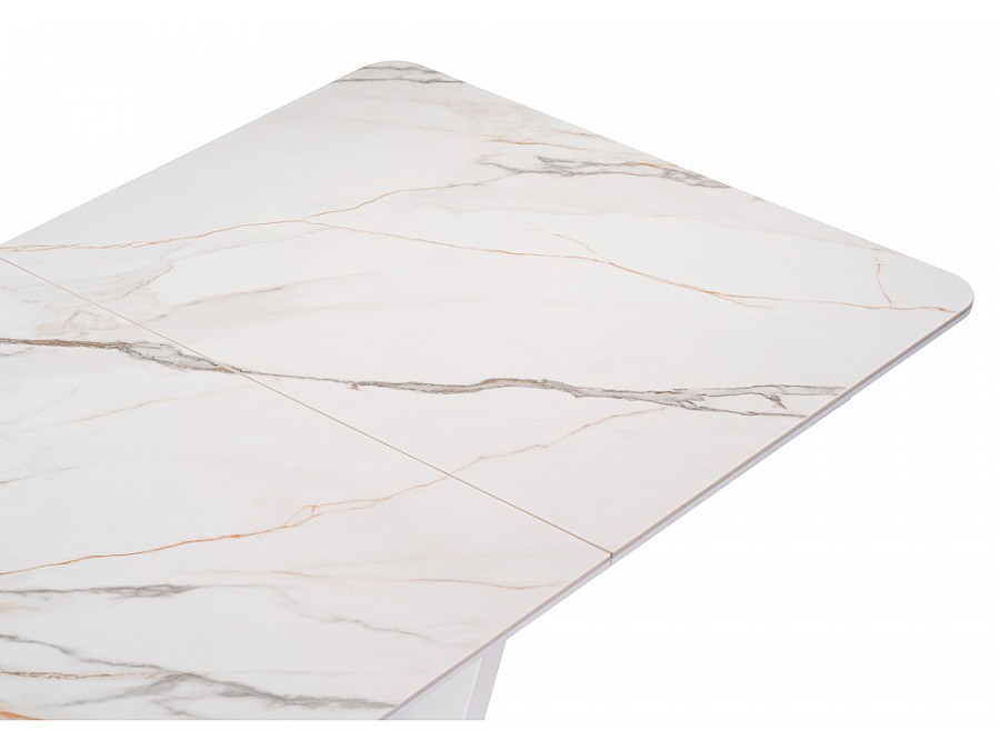 Керамический стол Бугун 120(160)х80х77 белый мрамор с прожилками / белый