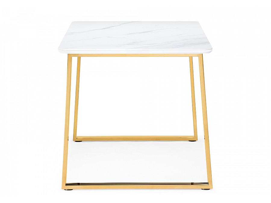 Керамический стол Селена 2 140х80х77 белый мрамор / золото
