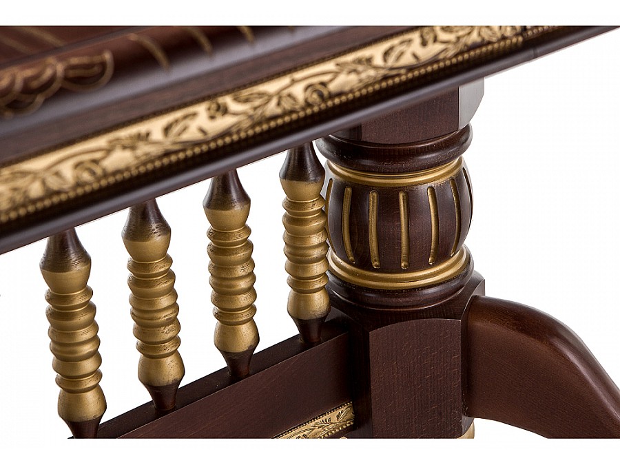 Стол деревянный Кантри 160(200-240)х107х78 орех с золотой патиной