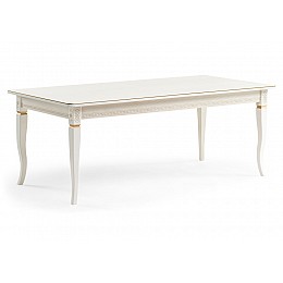 Стол деревянный Балмет 200(259)х100х77 молочный / золото