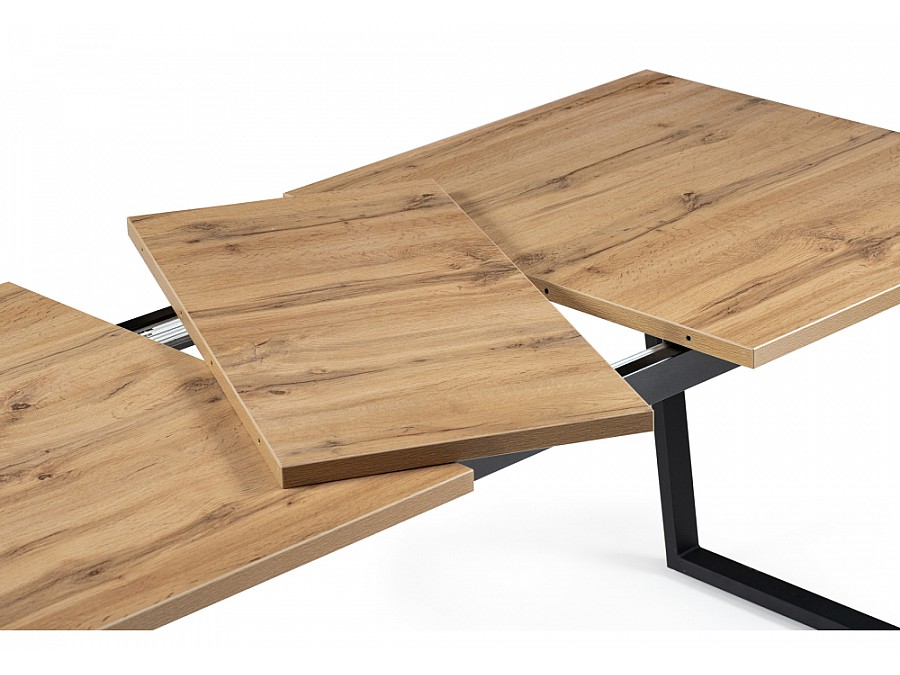 Стол деревянный Лота Лофт 140(180)х80х74 25 мм дуб вотан / матовый черный