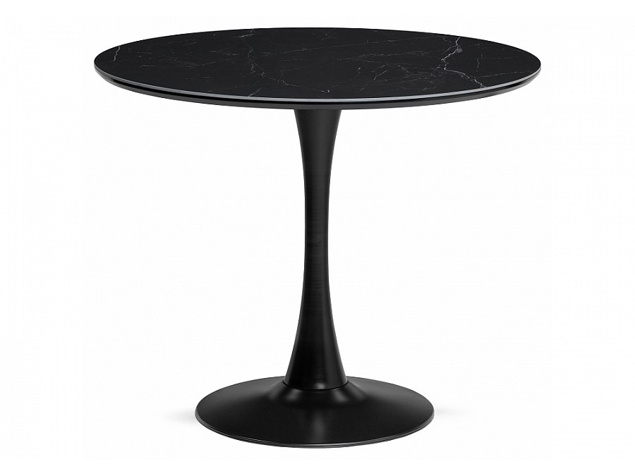 Керамический стол Тулип 90х73 черный мрамор / черный