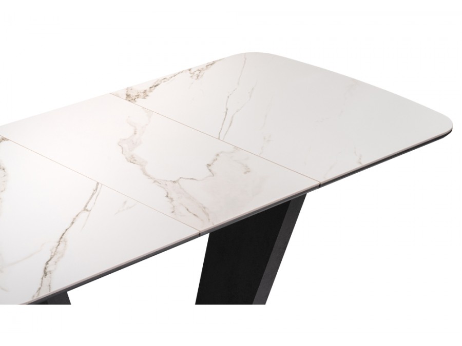 Керамический стол Петир 120(160)х80х75 белый мрамор / графит / темный камень