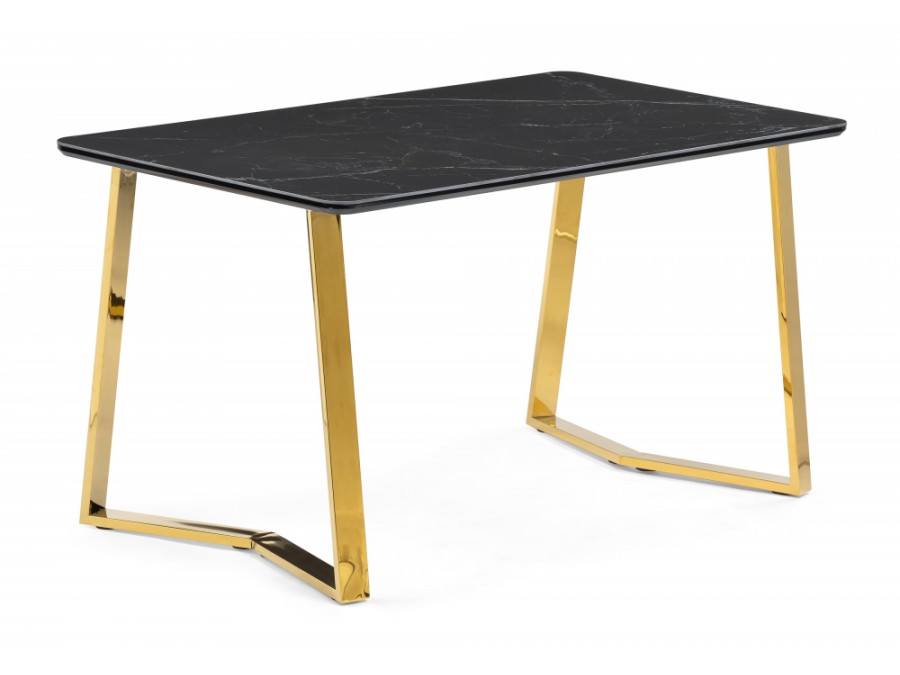 Керамический стол Селена 1 140х80 черный мрамор / золото