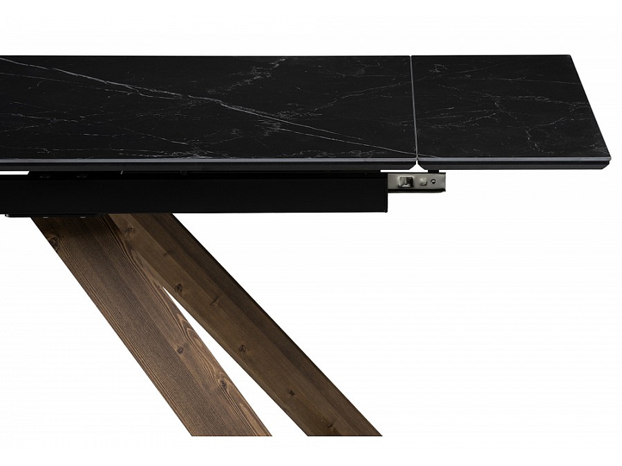 Керамический стол Гарднер 140(200)х80х76 черный мрамор / орех кантри