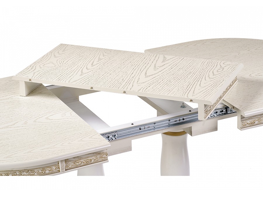 Стол деревянный Кантри 120(160)х80х75 слоновая кость с золотой патиной