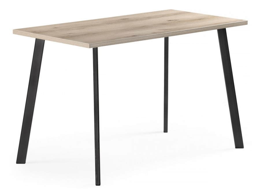 Стол деревянный Тринити Лофт 140x80x75 25 мм делано светлый / матовый черный