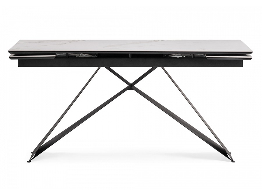 Керамический стол Ноттингем 160(220)х90х77 белый мрамор / черный