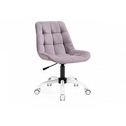 Офисное кресло Келми микровелюр светло-лиловый / белый глянец