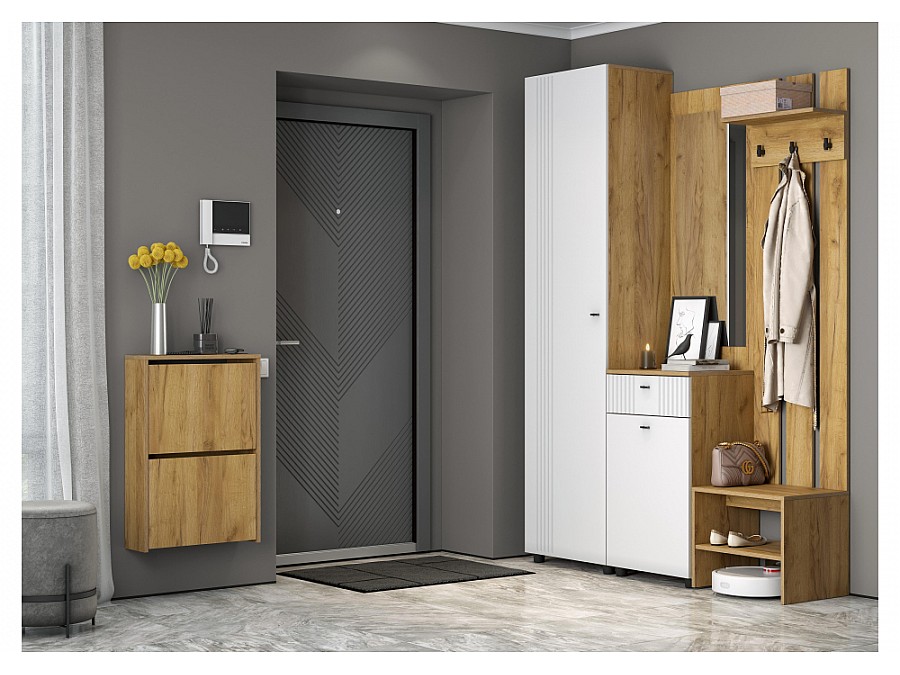 Шкафы Эдолина дуб золотой / белый матовый