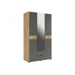 Шкаф Адам трехдверный с зеркалом дуб крафт золотой / графит