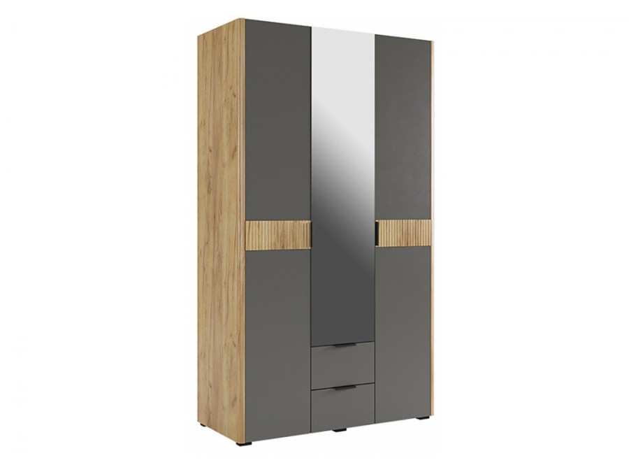 Адам трехдверный с зеркалом дуб крафт золотой / графит