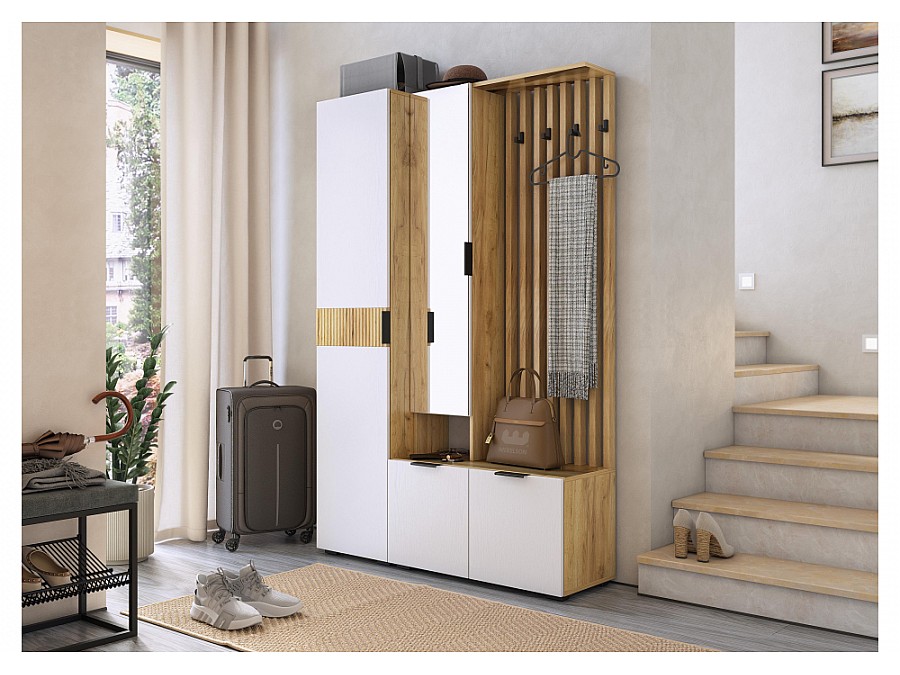 Шкафы Бери 40 дуб крафт золотой / белое дерево